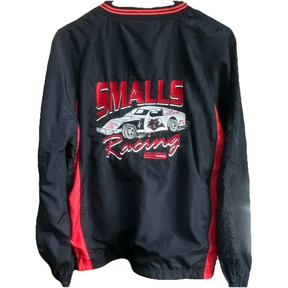Sport-Tek Smalls Racing 75 Pullover Windbreaker Jacket Black Red Mens S